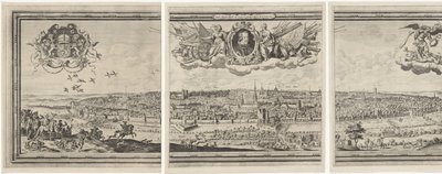 Gezicht op Brussel, bestaande uit drie delen Bruselas la ciudad más famosa de Brabante de Abraham Dircksz. Santvoort