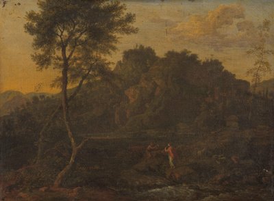 La ninfa y el pastor hacen música en un paisaje de Abraham Genoels (attributed to)