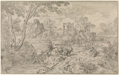 Paisaje arcádico con cabrero de Abraham Genoels