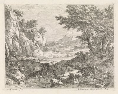 Tierra abandonada con río Paisajes (título de la serie) de Abraham Genoels