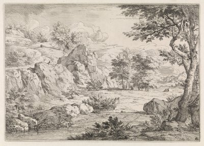 Paisaje montañoso con estanque de Abraham Genoels