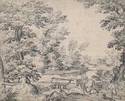paisaje con hombre a caballo de Abraham Genoels