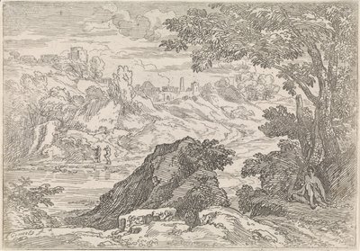 Paisaje con río Paisajes arcádicos (título de la serie) de Abraham Genoels