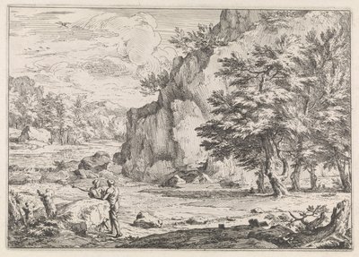 Paisaje con roca de Abraham Genoels