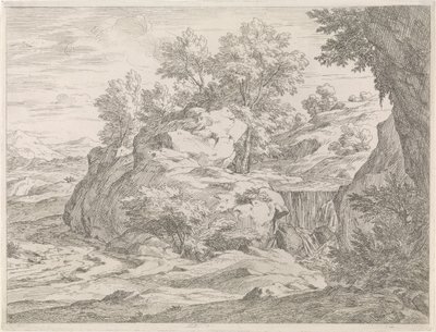paisaje con cascada Paisajes fluviales (título de la serie) de Abraham Genoels