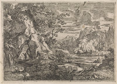 Camino a través de una roca Paisajes arcádicos (título de la serie) de Abraham Genoels