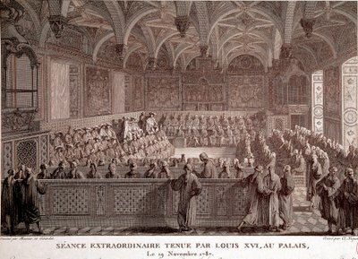 Primera de la Revolución Francesa: Sesión extraordinaria celebrada por Luis XVI (1754-1793) en el Palacio de Versalles, 19 de noviembre de Abraham Girardet