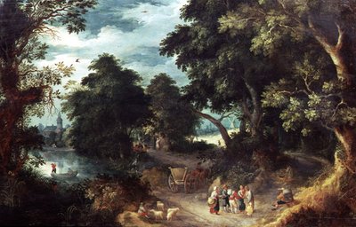 Paisaje fluvial boscoso de Abraham Govaerts