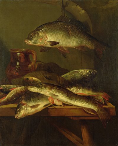 Naturaleza muerta con carpas de Abraham Hendricksz van Beyeren