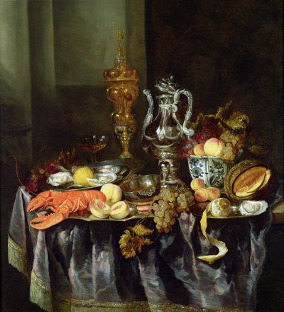 Naturaleza muerta con frutas y mariscos de Abraham Hendricksz van Beyeren