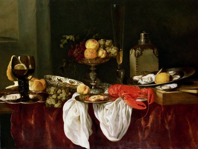 Naturaleza muerta con langosta de Abraham Hendricksz van Beyeren