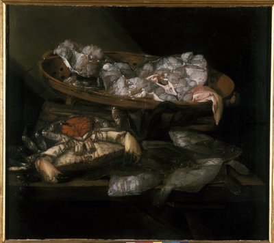 Bodegón con lenguado y cangrejo de Abraham Hendricksz van Beyeren