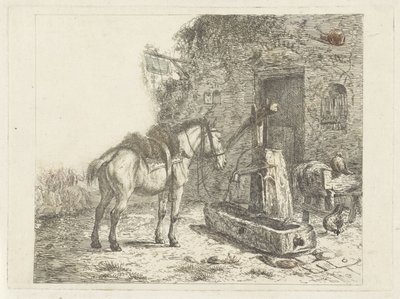 Caballo frente a una posada de Abraham Hendrik Winter