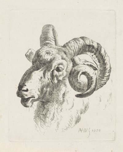 cabeza de carnero a la izquierda de Abraham Hendrik Winter