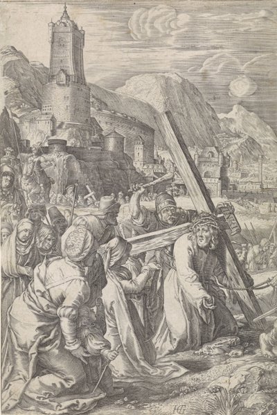 llevando la cruz La Pasión (título de la serie) de Abraham Hogenberg