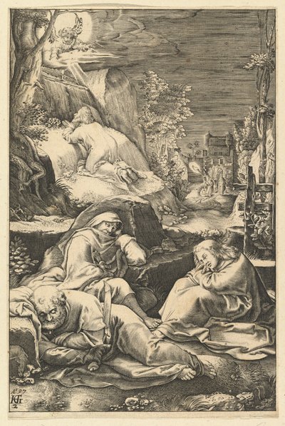 La Agonía en el Jardín, de La Pasión de Cristo, ca. 1598-1653 de Abraham Hogenberg