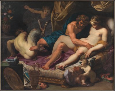 Hércules echando a Fauno de la cama de Omfale de Abraham I Janssens