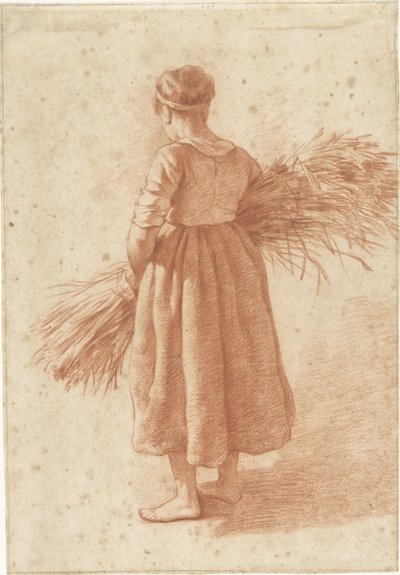 Mujer de pie con un racimo de grano de Abraham Johannes Ruytenschildt (attributed to)