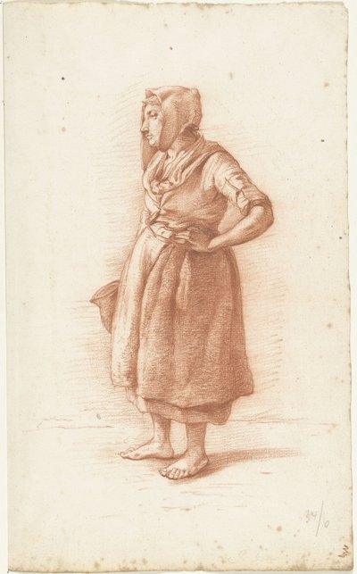 Mujer de pie a la izquierda, con la mano en el costado de Abraham Johannes Ruytenschildt