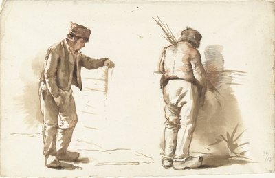 Dos estudios de un hombre de pie de Abraham Johannes Ruytenschildt