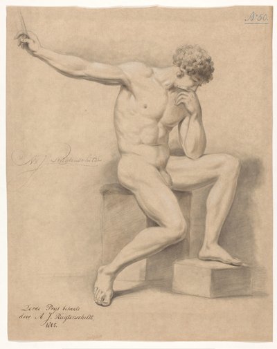 Desnudo masculino sentado, visto de frente (3er premio 1805) de Abraham Johannes Ruytenschildt