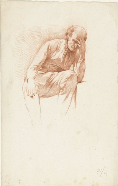Anciano sentado, con la mano en la cara de Abraham Johannes Ruytenschildt
