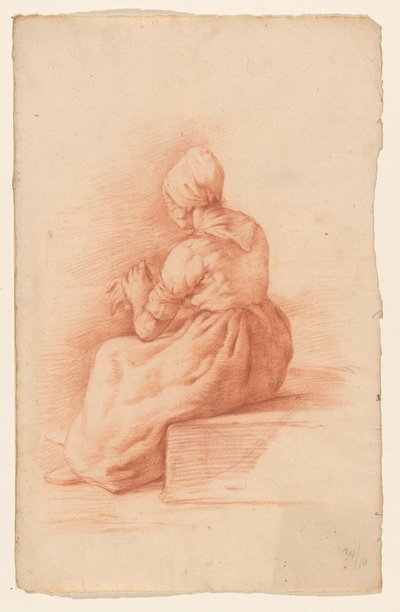 Mujer sentada con gorra, vista desde atrás de Abraham Johannes Ruytenschildt
