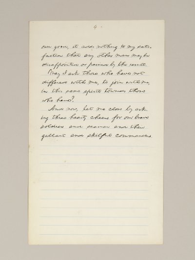 Manuscrito autógrafo del discurso de victoria electoral de Lincoln como presidente, pronunciado en Washington D.C., desde la ventana de la Casa Blanca en la noche del 10 de noviembre de Abraham Lincoln