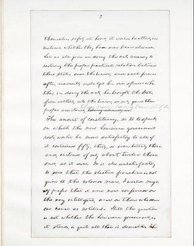 Manuscrito autógrafo del último discurso de Lincoln como Presidente, pronunciado en Washington D.C., desde la ventana de la Casa Blanca la noche del 11 de abril de Abraham Lincoln