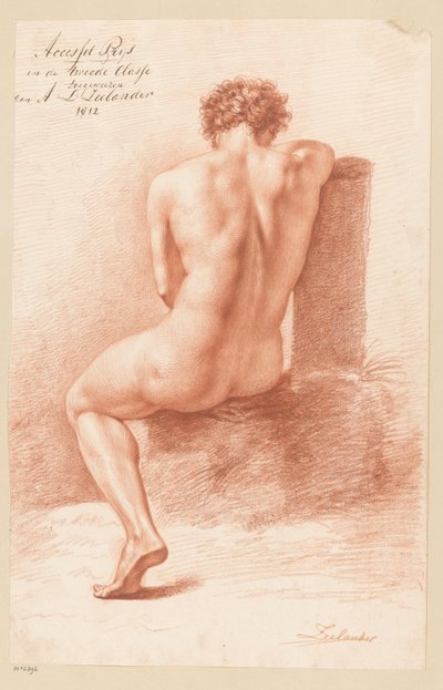 Desnudo masculino sentado, visto de espaldas (2º premio 1812) de Abraham Lion Zeelander