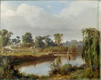 Río con velero (campiña australiana, zona de Melbourne) de Abraham Louis Buvelot