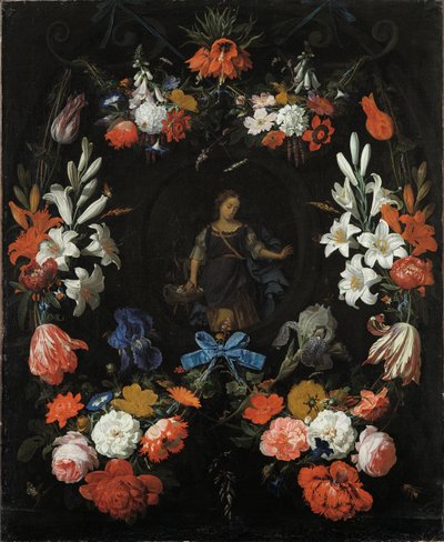 Guirnalda de flores, ca. 1675 de Abraham Mignon