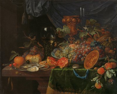 Bodegón con frutas y ostras de Abraham Mignon