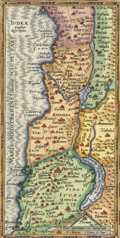 Mapa detallado de Tierra Santa de 1624 por Abraham Ortelius de Abraham Ortelius
