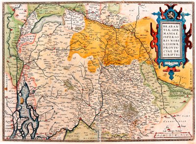 Descripción de la provincia más noble de Brabante, Alemania Inferior. Mapa geográfico del territorio al sur de los Países Bajos Germánicos (Kempeland) tomado de 