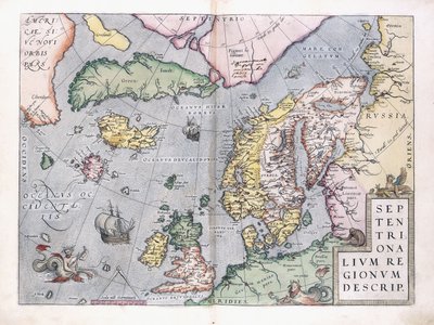 Mapa de doble página del norte de Europa, 1575 de Abraham Ortelius