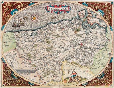 Flandria Mapa geográfico del territorio de Flandes de 