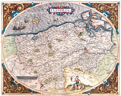 Francia (Región: Nord-Pas de Calais), Bélgica (Región: flamenca, valona septentrional), Países Bajos (Provincia: Zelanda) de Abraham Ortelius