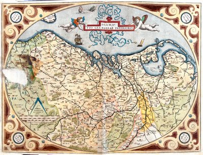 Francia (Región: Alta Normandía, Picardía, Norte-Paso de Calais, Île-de-France, Champaña-Ardenas, Lorena), Bélgica, Holanda, Alemania (Estado: Baja Sajonia, Renania del Norte-Westfalia, Renania-Palatinado, Sarre), Luxemburgo. de Abraham Ortelius