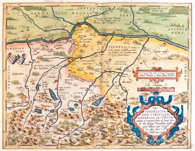 Alemania (Estado: Baviera), Austria (Estado: Tirol, Alta Austria, Salzburgo) de Abraham Ortelius