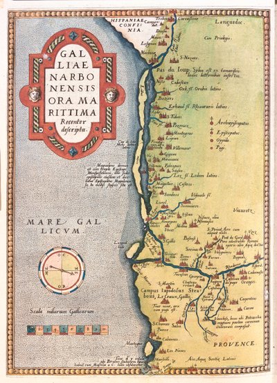 Languedoc-Rosellón, Provenza-Alpes-Costa Azul, Francia de Abraham Ortelius