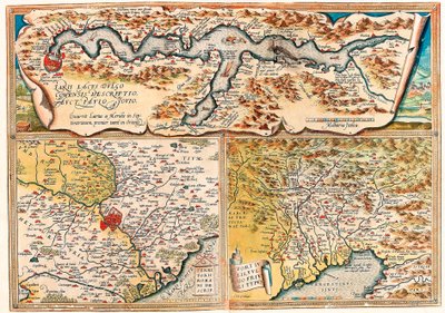 Larii Lacus Vulgo Tertorii Romani Fori Iulii. Mapa geográfico del norte de Italia de “Theatrum Orbis Terrarum” de Abraham Ortelius de Abraham Ortelius