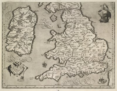 Mapa de Inglaterra, Gales e Irlanda, Theatrvm Orbis Terrarvm Por Abraham Ortelius de Abraham Ortelius