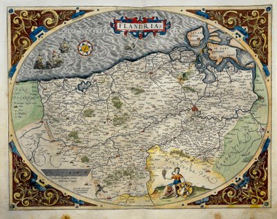 Mapa de Flandes, del Theatrum Orbis Terrarum de Abraham Ortelius de Abraham Ortelius