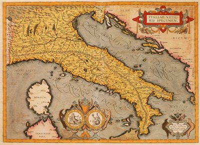 Mapa de Italia por Abraham Ortelius de Abraham Ortelius