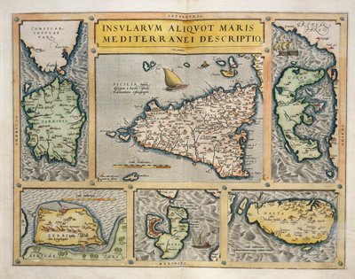 Mapa de las Islas del Mediterráneo de Abraham Ortelius
