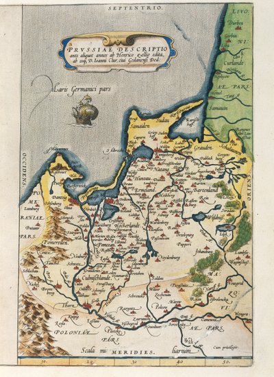 Mapa de Prusia, del Theatrum Orbis Terrarum de Abraham Ortelius de Abraham Ortelius