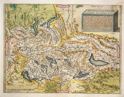 Mapa de Suiza, de Theatrum Orbis Terrarum por Abraham Ortelius de Abraham Ortelius