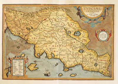 Mapa de Tuscia de Theatrum Orbis Terrarum de Abraham Ortelius