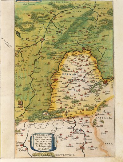 Mapa de Vermandois, del Theatrum Orbis Terrarum de Abraham Ortelius de Abraham Ortelius